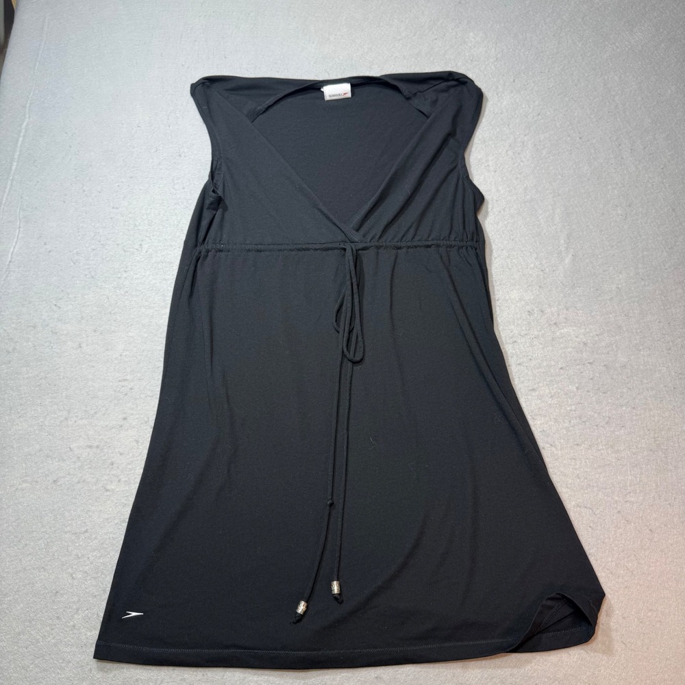Speedo Black Sleeveless V Neck Swim Cover‎ Up Dress with Drawstring Waist Size L